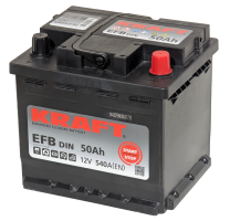 Аккумулятор KRAFT EFB 50 Ач, 540 А, 12 v, Обратная R+ (0), DIN L1