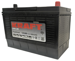 Аккумулятор KRAFT Premium 125 Ач, 1000 А, 12 v, Обратная R+ (0), GR31 / 31S, B00