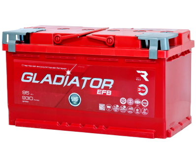 Аккумулятор GLADIATOR EFB 12v, 95Ah, 930A, R+(0), L5, B13