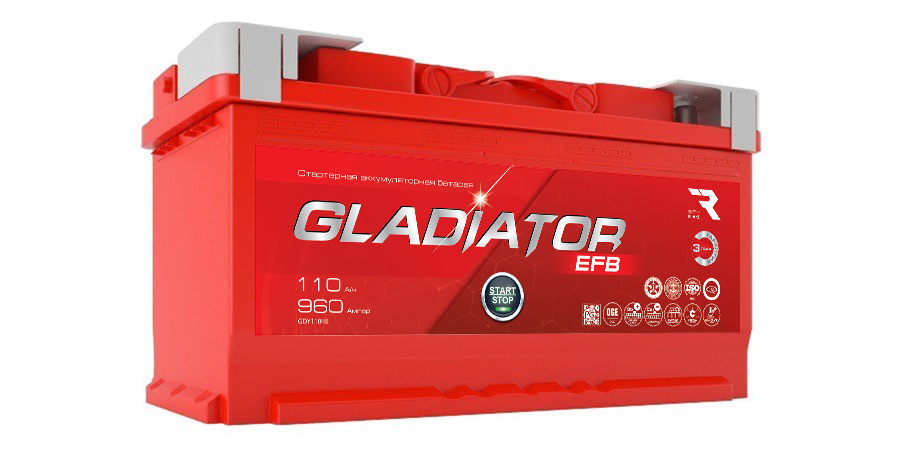 Аккумулятор GLADIATOR EFB 110 R+