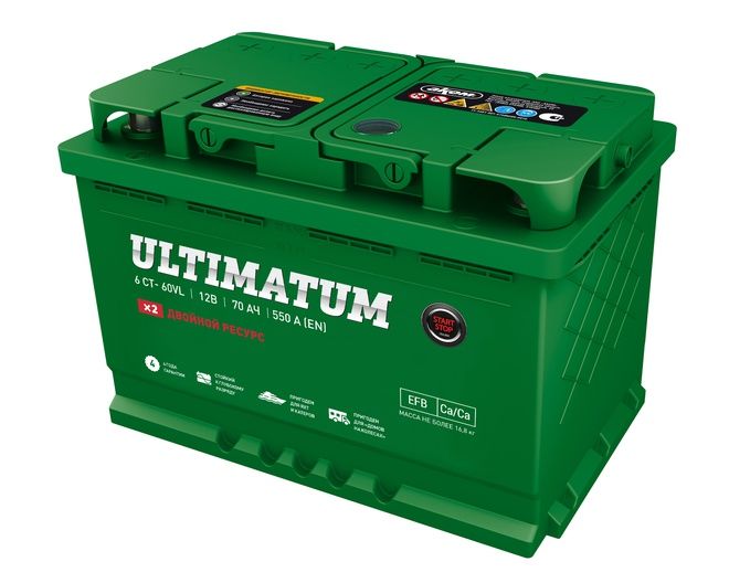 Аккумулятор AKOM Ultimatum EFB 70 R+