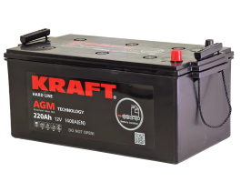 Аккумулятор KRAFT AGM 220 Ач, 1400 А, 12 v, Обратная L+ (3) euro, D6 (C), B00