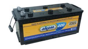 Аккумулятор AKOM 220 Ач, 1350 А, 12 v, Прямая R+ (4), D5 (B), под болт, B13