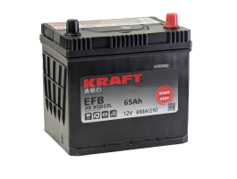 Аккумулятор KRAFT EFB Asia 65 Ач, 650 А, 12 v, Обратная R+ (0), JIS D23, B00