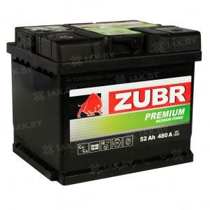 Аккумулятор ZUBR Premium 52 Ач, 480 А, 12 v, Обратная R+ (0), DIN LB1, B13