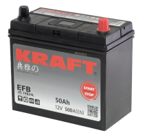 Аккумулятор KRAFT EFB 50 Ач, 500 А, 12 v, Обратная R+ (0), JIS B24