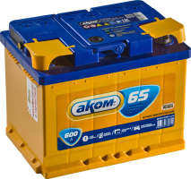 Аккумулятор AKOM 65 Ач, 600 А, 12 v, Прямая L+ (1), DIN L2, B13