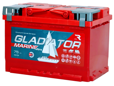 Аккумулятор GLADIATOR Marine EFB 75 Ач, 770 А, 12 v, Обратная R+ (0)