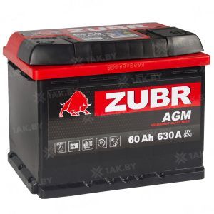 Аккумулятор ZUBR AGM 60 Ач, 630 А, 12 v, Обратная R+ (0), DIN L2, B13