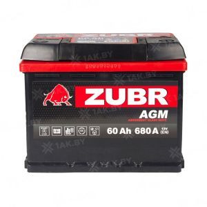 Аккумулятор ZUBR AGM 60 Ач, 680 А, 12 v, Обратная R+ (0), DIN L2, B13