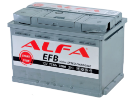 Аккумулятор ALFA EFB 77 Ач, 780 А, 12 v, Обратная R+ (0), DIN L3, B13