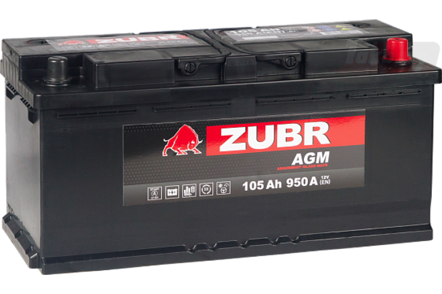 Аккумулятор ZUBR AGM 105 R+