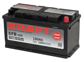 Аккумулятор KRAFT EFB 100 Ач, 1000 А, 12 v, Обратная R+ (0), DIN L5