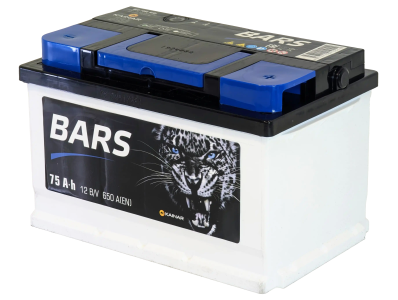 Аккумулятор BARS 75 Ач, 650 А, 12 v, Обратная R+ (0), DIN LB3, B13