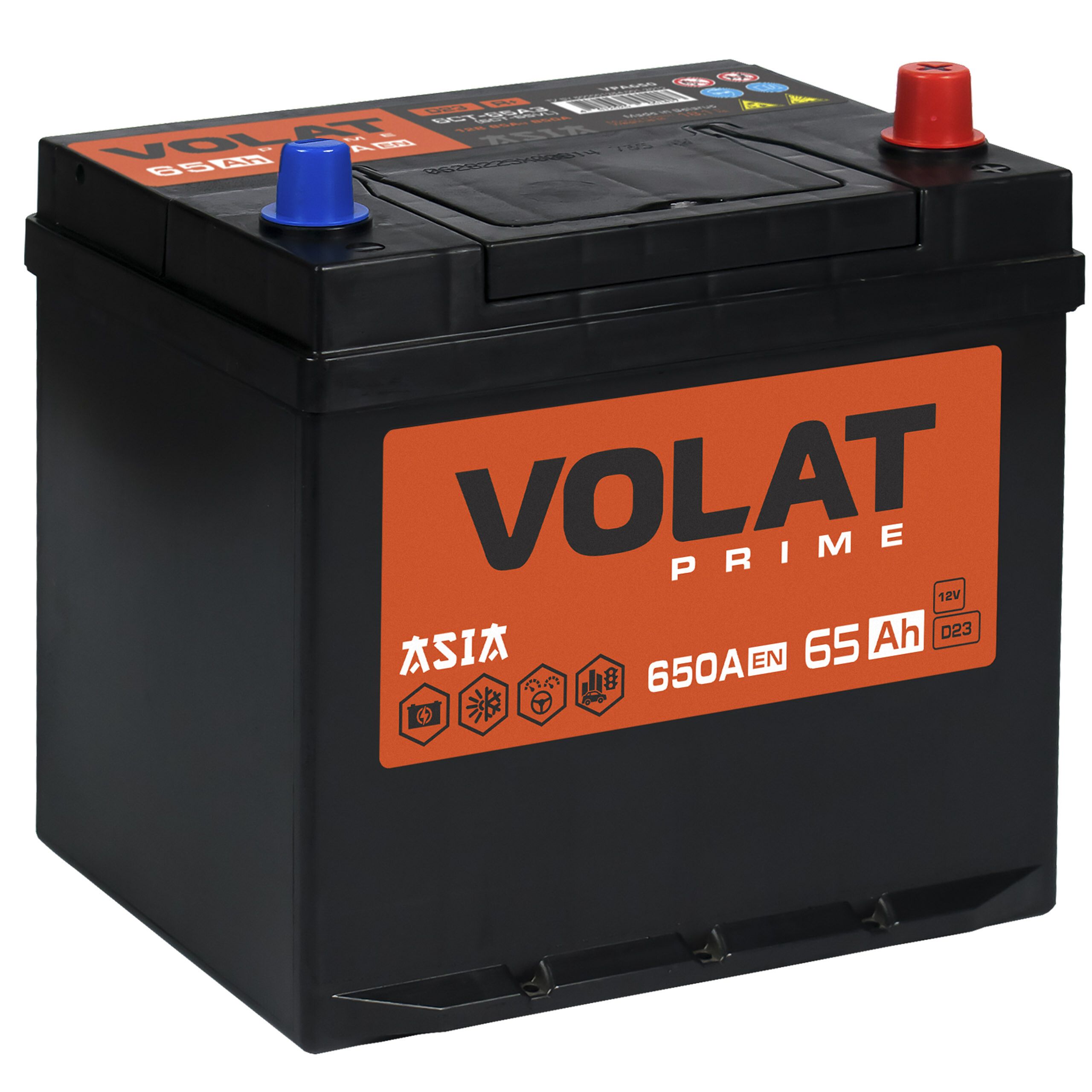 Аккумулятор VOLAT Prime Asia (65 Ah) 650 A, 12 V Прямая, L+