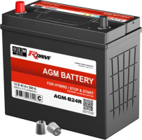 Аккумулятор RDrive AGM Asia 45Ач, 380 А, Прямая L+ (1), JIS B24, B00