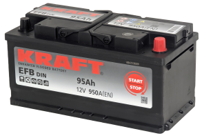 Аккумулятор KRAFT EFB 95 Ач, 950 А, 12 v, Обратная R+ (0), DIN LB5
