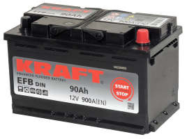 Аккумулятор KRAFT EFB 90 Ач, 900 А, 12 v, Обратная R+ (0), DIN L4, B13