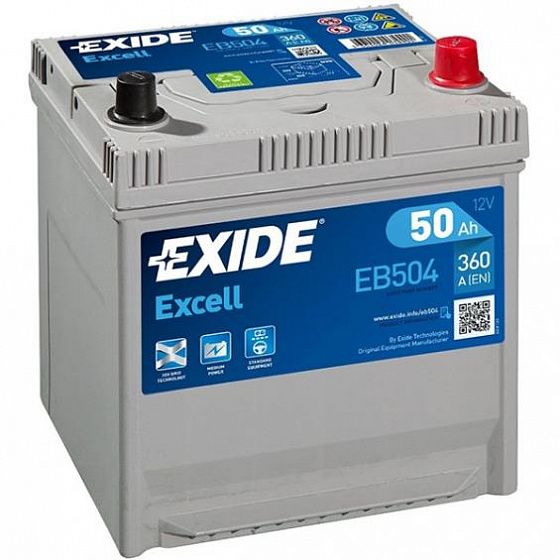 АККУМУЛЯТОР EXIDE EXCELL EB504 (50 A/H) 360 A R+