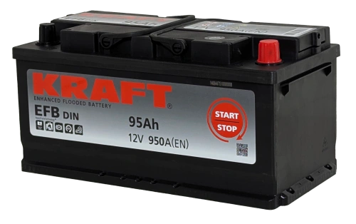 Фото Аккумулятор KRAFT EFB 95 Ач, 9500 А, 12 v, Обратная R+ (0), DIN LB5