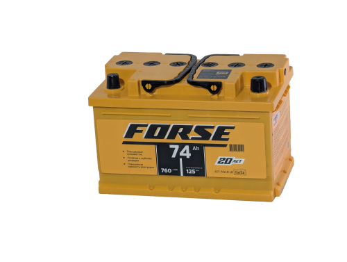 Фото Аккумулятор FORSE 74 Ач низк, 760 А, 12 v, Обратная R+ (0), DIN LB3, B13