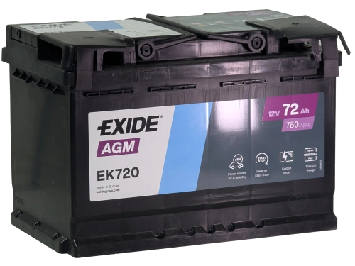 Фото Аккумулятор EXIDE AGM 72 Ач, 760 А, 12 v, Обратная R+ (0), DIN L3, B13