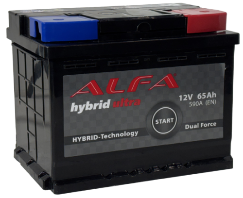 Фото Аккумулятор ALFA Hybrid 65 Ач, 590 А, 12 v, Обратная R+ (0), DIN L2, B13