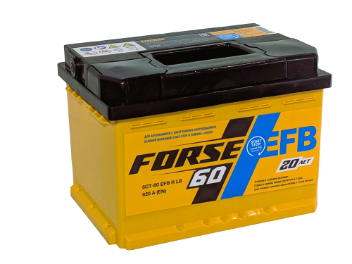 Фото Аккумулятор FORSE EFB 60 Ач низк, 620 А, 12 v, Обратная R+ (0), DIN LB2, B13