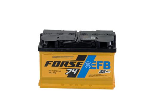 Фото Аккумулятор FORSE EFB 74 Ач низк, 750 А, 12 v, Обратная R+ (0), DIN LB3, B13