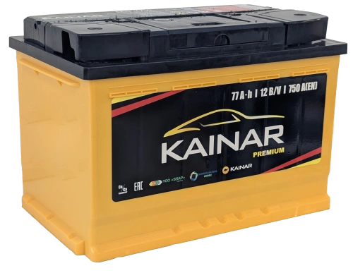 Фото Аккумулятор KAINAR Premium 77 Ач, 750 А, 12 v, Обратная R+ (0), DIN L3, B13