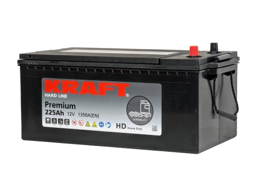 Аккумулятор KRAFT Premium 225 Ач, 1350 А, 12 v, Обратная L+ (3) euro, D6 (C), B00 фото