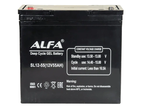 ALFA 12V-55Ah(C20) L (тяговая) M6 (226*135*207) фото