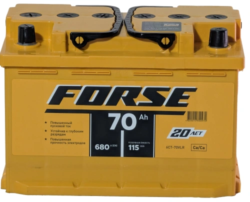 Фото Аккумулятор FORSE 70 Ач, 680 А, 12 v, Обратная R+ (0), DIN L3, B13