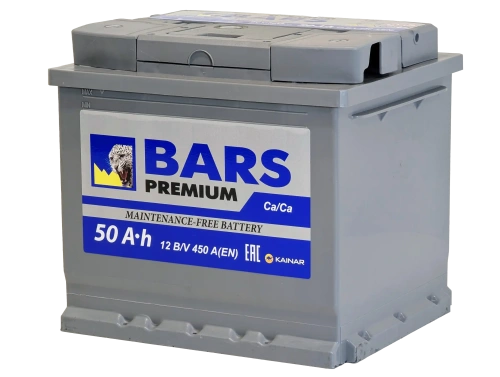 Аккумулятор BARS Premium 50 Ач, 450 А, 12 v, Обратная R+ (0), DIN L1, B13