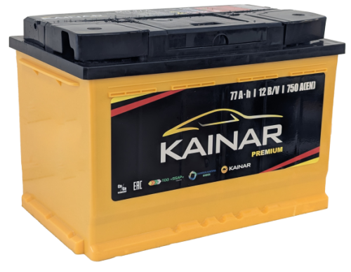 Фото Аккумулятор KAINAR Premium 77 Ач, 750 А, 12 v, Обратная R+ (0), DIN L3, B13