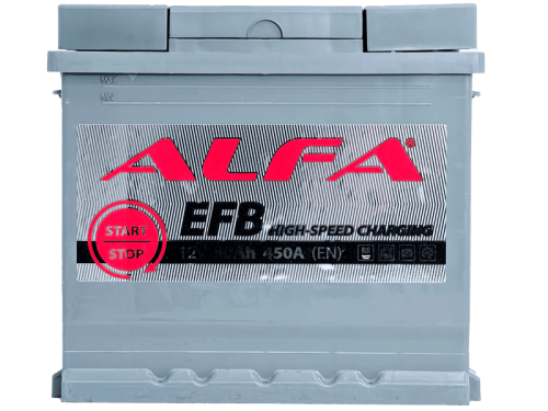 Фото Аккумулятор ALFA EFB 50 Ач, 450 А, 12 v, Обратная R+ (0), DIN L1, B13