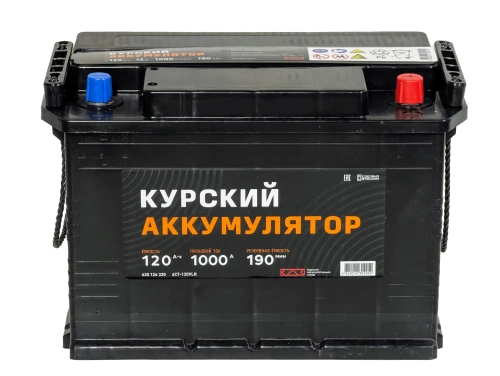 Аккумулятор КУРСКИЙ АККУМУЛЯТОР 120 Ач, 1000 А, 12 v, Обратная R+ (0) rus, GR31 / 31S, B00 фото