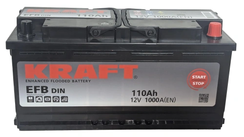 Фото Аккумулятор KRAFT EFB 110 Ач, 1000 А, 12 v, Обратная R+ (0), DIN L6