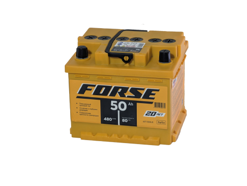 Фото Аккумулятор FORSE 50 Ач, низк, 480 А, 12 v, Обратная R+ (0), DIN LB1, B13