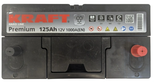 Аккумулятор KRAFT Premium 125 Ач, 1000 А, 12 v, Обратная R+ (0), GR31 / 31S, B00 фото