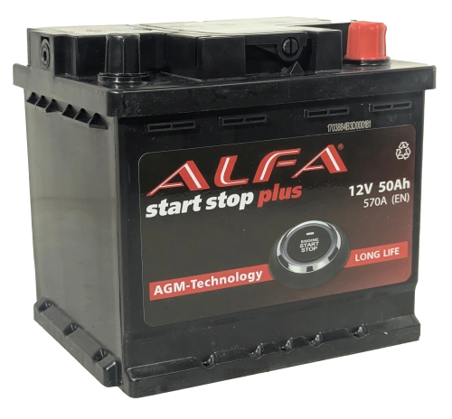 Фото Аккумулятор ALFA AGM 50 Ач, 570 А, 12 v, Обратная R+ (0), DIN L1, B13