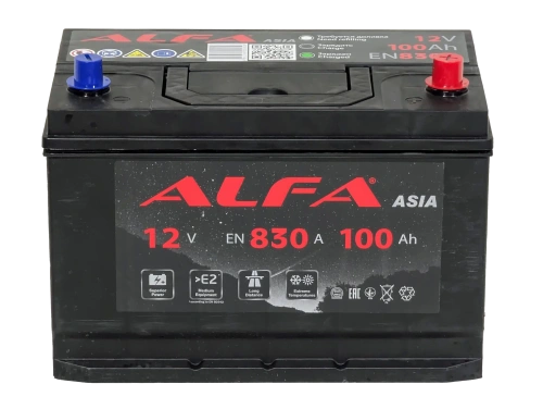 Фото Аккумулятор ALFA Asia 100 Ач, 830 А, Обратная R+ (0), JIS D31 (UZ)