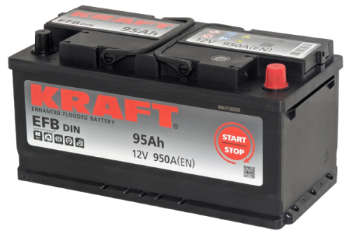 Фото Аккумулятор KRAFT EFB 95 Ач, 950 А, 12 v, Обратная R+ (0), DIN LB5