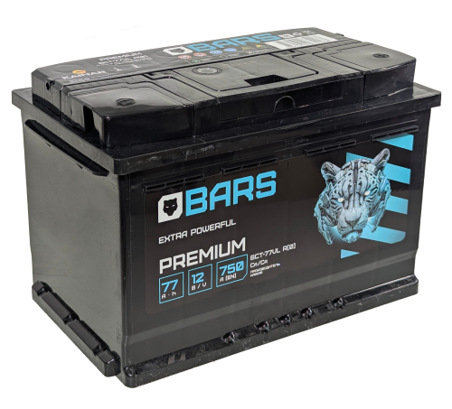 Фото Аккумулятор BARS Premium 77 Ач, 750 А, 12 v, Обратная R+ (0), DIN L3, B13