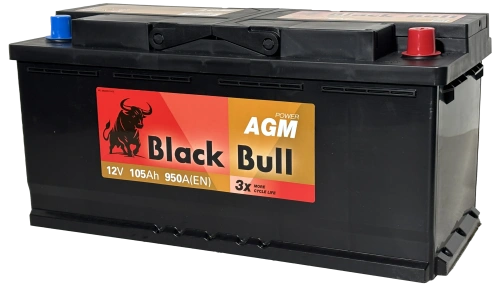 Фото BLACK BULL (Camel Group) AGM 105 Ач, 950 А, 12v, Обратная R, L6