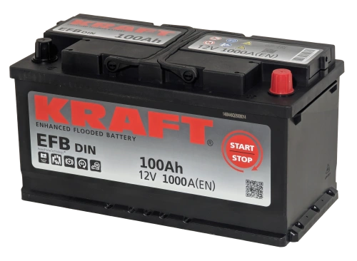 Фото Аккумулятор KRAFT EFB 100 Ач, 1000 А, 12 v, Обратная R+ (0), DIN L5