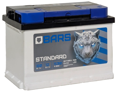 Фото Аккумулятор BARS 60 Ач, 530 А, 12 v, Обратная R+ (0), DIN LB2, B13