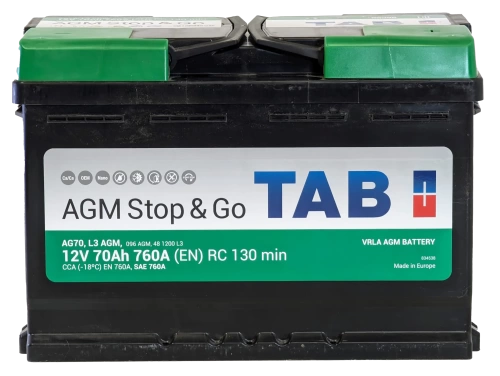 Фото Аккумулятор TAB Stop&Go AGM 70 R+