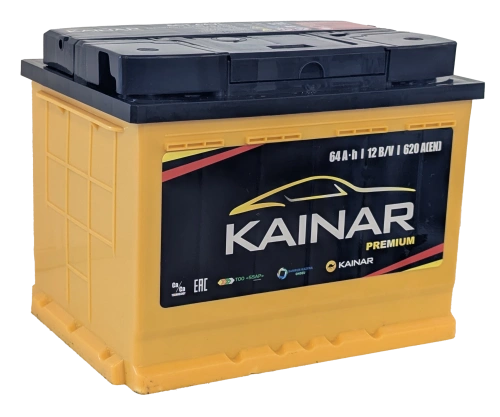 Фото Аккумулятор KAINAR Premium 64 Ач, 620 А, 12 v, Обратная R+ (0), DIN L2, B13
