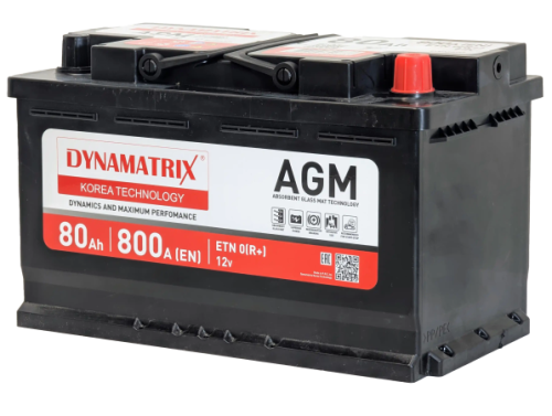 Фото Аккумулятор DYNAMATRIX AGM 80 Ач, 800 А, 12 v, Обратная R+ (0), DIN L4, B13